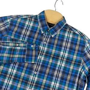 American Eagle Outfitters Shirt Blue Plaid‎ Button Down Mens Large L Preppy